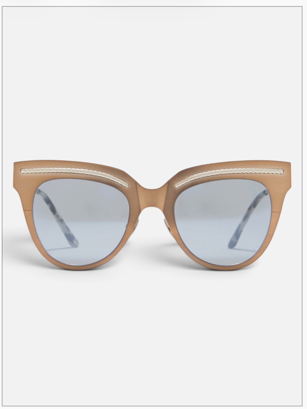 Bottega Veneta 50mm Core Cat Eye Sunglasses in Cream/Silver